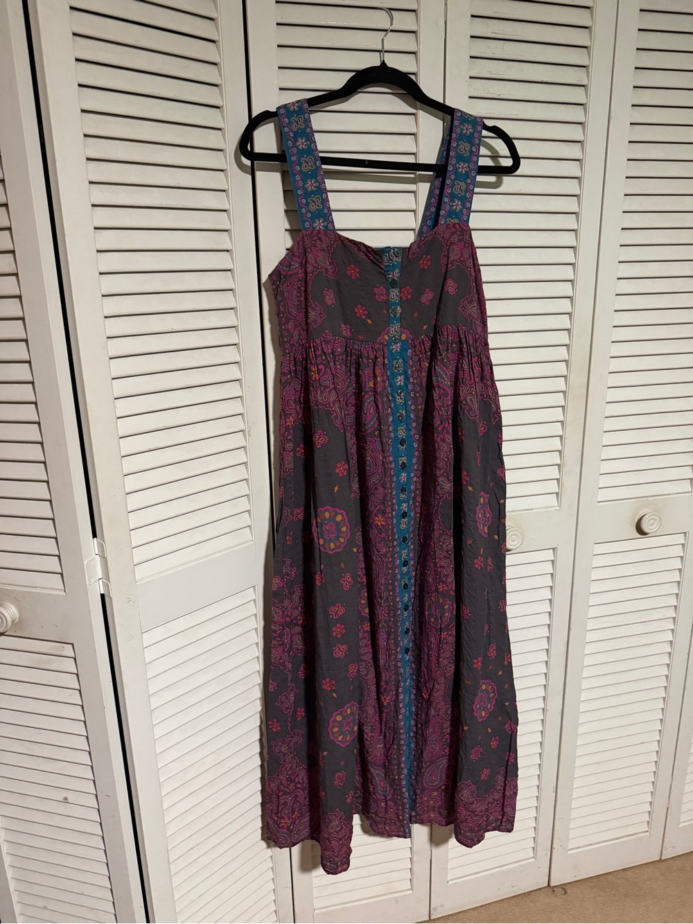 NATURAL LIFE Vintage-Inspired Purple and Teal Maxi Dress